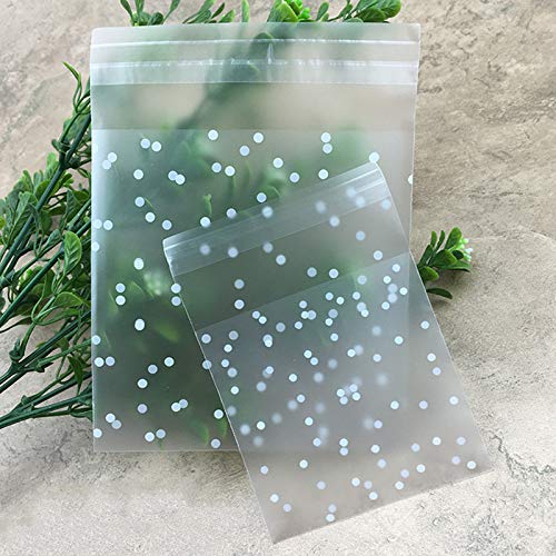Lankater 100pcs Self Adhesive Plätzchen, Party Favor Beuter Weiße Tupfen- Tasche Bereifte Freien Kunststoff-Geschenk-Beutel Für Schokoladen-plätzchen-Lebensmittel von Lankater