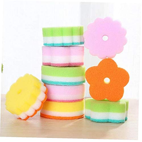 Lankater 1pc Blumen-Form-Schwamm, Mehrzweckreinigungsschwämme Eraser Sponge Reinigungspads Für Küchen, Badezimmer (zufällige Farbe) von Lankater