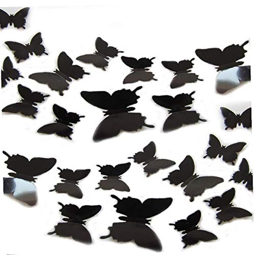 Lankater 24pcs 3D Schmetterlinge Wandaufkleber Removable DIY Aufkleber Ornaments Für Raumdekoration Schwarz von Lankater