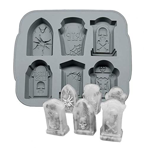 Lankater 3D Halloween Ice Cube Trays Silikon Grabstein Schädel Spinne Rip Icing Moulds Süßigkeit-gelee-Kuchen-Fondant-backformen von Lankater