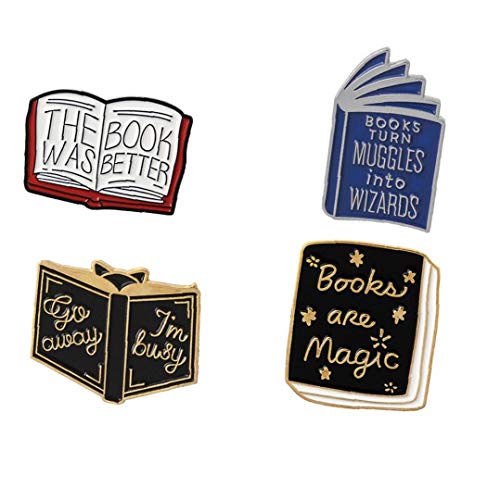 Lankater 4pcs / Set Emaille-Buch-Art Brosche, Comic Emaille Pins Set, Abzeichen Für Bekleidung Jacken Zubehör DIY von Lankater