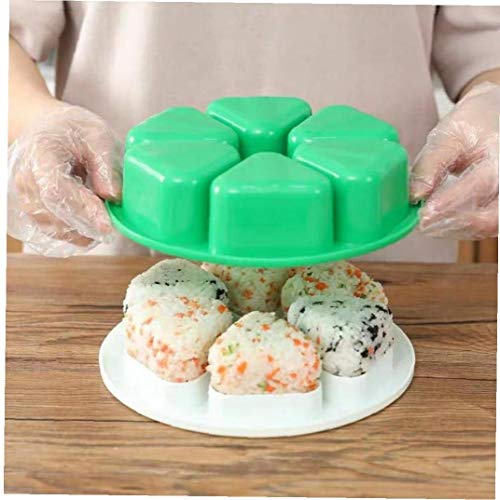 Lankater 6 Löcher Sushi Mold Onigiri Reis-Ball Bento Presse Hersteller-Form Home Küchenzubehör 1pc Grün von Lankater