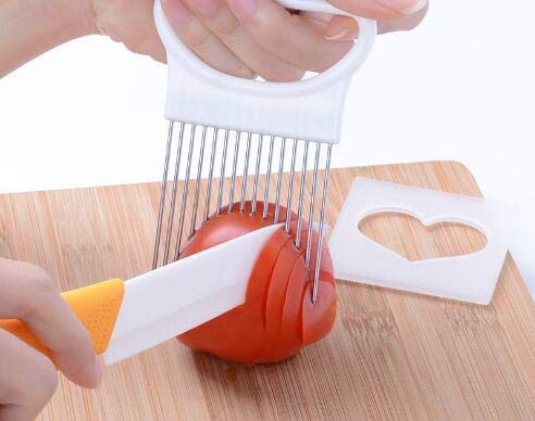 Lankater Küche Gemüse Gadgets Fixer Werkzeuge Edelstahl Zwiebelhalter Cutter Kartoffel Slicer Küchenzubehör Zufällige Farbe von Lankater