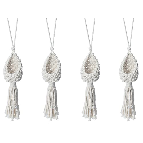Lanko 4 x Boho Makramee Luftpflanze Kleiderbügel Tillandsia Hängekorb Seilhalter (13 cm) von Lanko