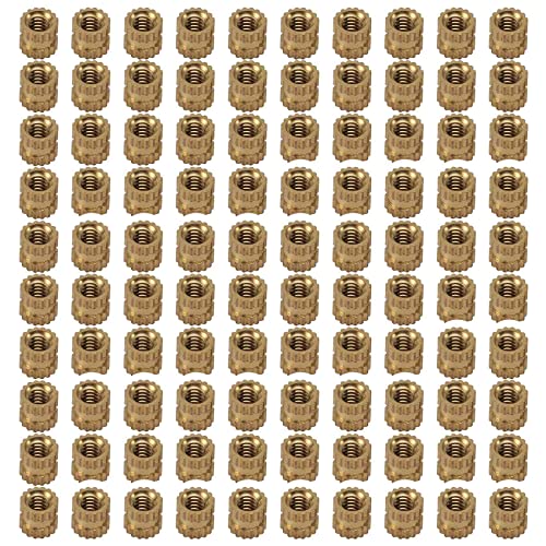 Lanko M2 x 3 mm Messingzylinder, gerändelt, Gewinde, Einsätze, 100 Stück von Lanko