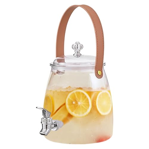 Getränkespender 3L | Limonadenspender mit Zapfhahn und Deckel | Retro Saftspender Gastro | Getränkebehälter Glasbehälter | für geeiste Säfte, Wasser, hausgemachte Getränke, Partys von Lanmijia