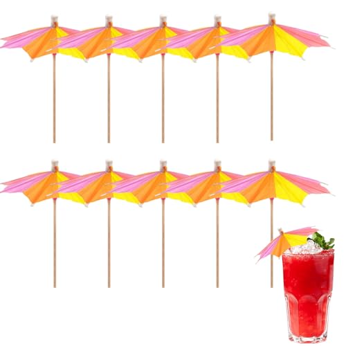 Lanmijia 10 Stück Cocktail Schirmchen | Cocktail Zubehör Deko | Wiederverwendbar Bunte Cocktailschirmchen | Getränke Deko Schirme für Bar Deko Cocktailzubehör Trinkfrüchte Essen Party von Lanmijia