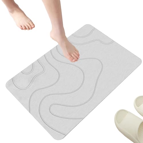 Lanmijia Kieselgur Badematte rutschfest, 40x60cm rutschfeste Badematte aus Stein, Duschvorleger Badvorleger Schnell Trocknend, Duschmatte für Badezimmerböden, leicht zu reinigen, für die Küche von Lanmijia