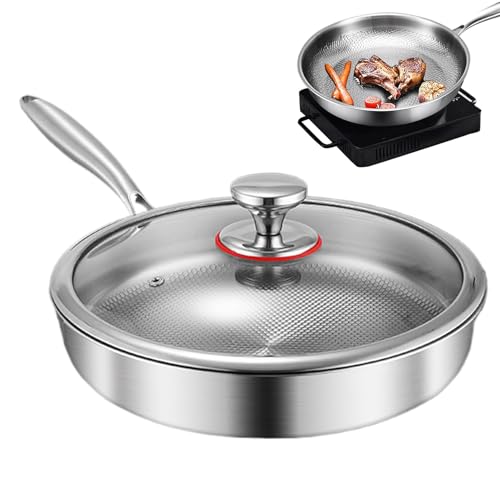 Titan pfanne unbeschichtet, 24cm Titanium Hammered Pan Pro mit Deckel, Scratch-Resistant Non Stick Titanpfanne, Multifunctional Pots and Pans Set für die Hausmannskost von Lanmijia