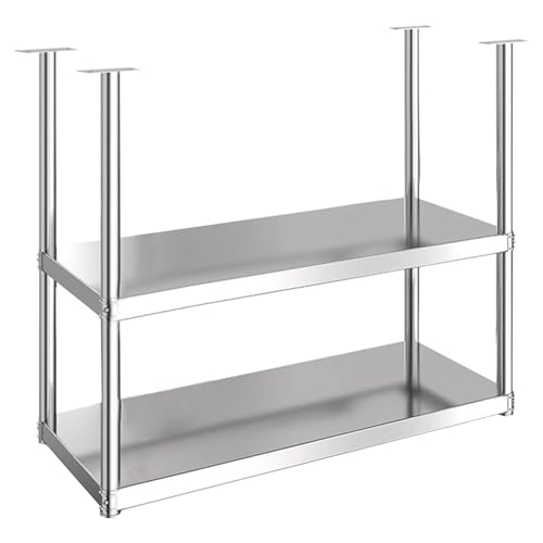 Deckenregal – 2-lagiges schwebendes Regal, Küchenaufbewahrungsregal mit Edelstahlrahmen, Deckenaufhängungsständer für Küchenschrank, Bar, Weinflaschen, Pflanzen, Geschirr-Organizer(80x35x80cm) von Lanmmraifc