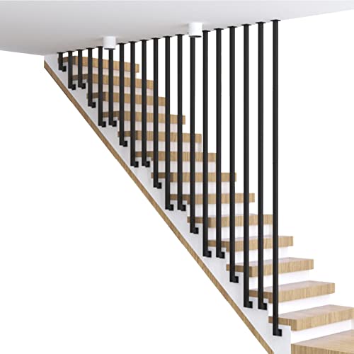 Handläufe für Treppen, industrielle Eisenrohr-Stufen aus schwarzem Metall, Handläufe, Wandgeländer für Außen- und Innenbereiche, L-förmige Korridor-Dachboden-Stufenzaun-Leitplanke ( Size : 100cm ) von Lanmmraifc
