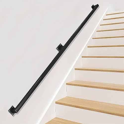 Industrielle Handläufe für Treppenstufen, an der Wand montierter schwarzer Metall-Vierkantrohr-Treppenhandlauf, Rutschfester Haltegriff, Sicherheits-Treppengeländer für ältere Kinder (Size : 300cm) von Lanmmraifc