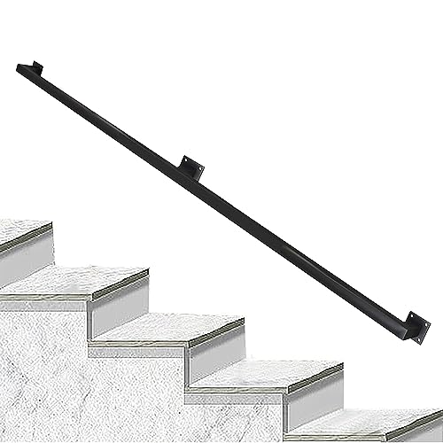 Lanmmraifc 1 Fuß - 20 Fuß Treppenhandlauf für den Innen- und Außenbereich, Treppengeländer, schwarz-Mattes Metall, Schmiedeeisen-Handläufe, Sicherheits-Haltegriff-Stützstange (Size : 200cm) von Lanmmraifc