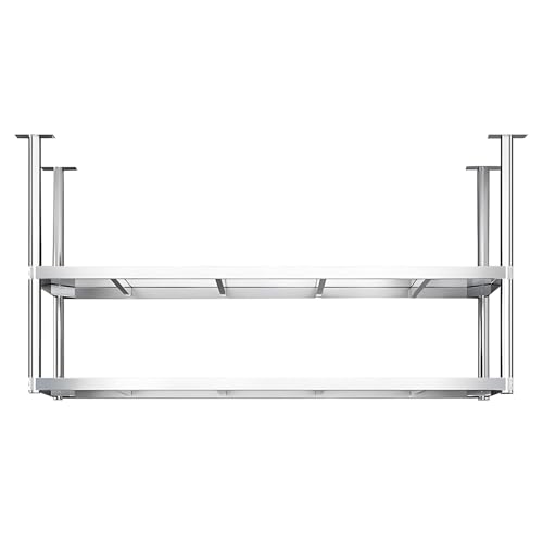Lanmmraifc An der Decke montierte schwebende Regale, Weinregal zur Küchenaufbewahrung, 2-lagiges Regal aus Edelstahl für Aufhängen, Mehrzweck-Organizer für Restaurant-Bar-Lager(80x35x80cm) von Lanmmraifc