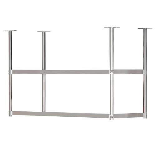 Lanmmraifc An der Decke montiertes schwebendes Regal, schwebendes dekoratives Regal aus Edelstahl, 2-lagige Ausstellungsregale, Blumenständer, Mehrzweck-Organizer für Restaurant, Bar(110x35x80cm) von Lanmmraifc