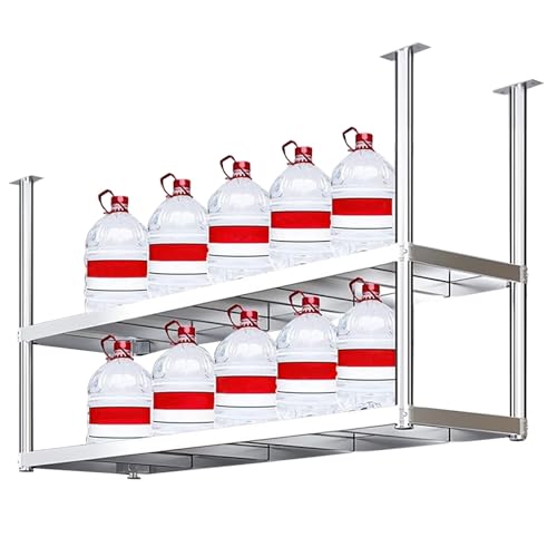 Lanmmraifc Deckenmontierte Regale, schwebende Hängeregale aus Edelstahl mit 2 Ebenen, hängender Blumenständer, Küchenaufbewahrung, Weinregal für die Inneneinrichtung von Restaurants, Bars(70x35x80cm) von Lanmmraifc