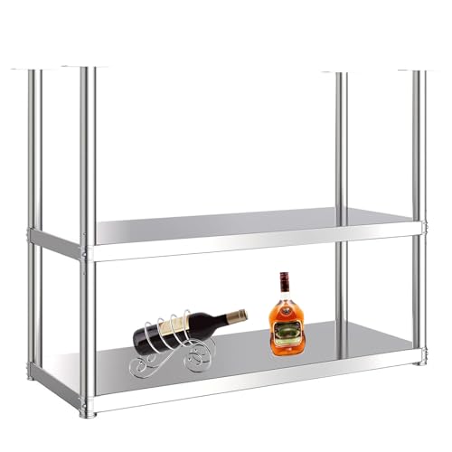 Lanmmraifc Deckenregal, schwebendes Weinregal zur Küchenaufbewahrung, Hängeregale aus Edelstahl 304, Mehrzweck-Organizer, Blumentopfständer für Restaurants, Bartheken, 2-lagig(120x35x80cm) von Lanmmraifc