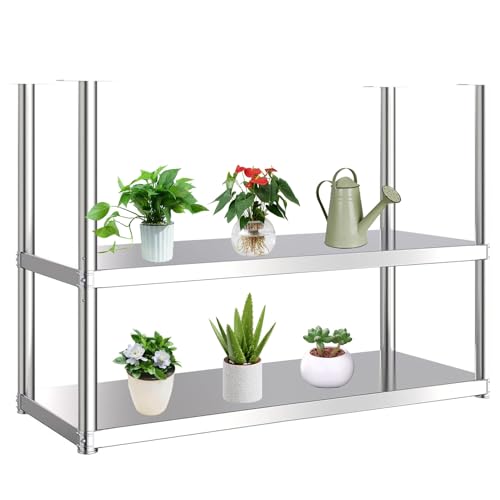 Lanmmraifc Deckenregal aus Edelstahl, 2-lagig, schwebende Regale, Küchenregal, Mehrzweck-Organizer, Dekorationen, Ausstellungsregale, Blumenständer für die Bar auf dem Balkon zu Hause(110x35x80cm) von Lanmmraifc