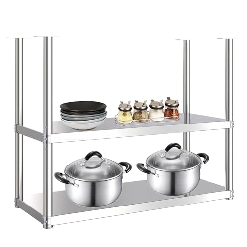 Lanmmraifc Deckenregale für hängende Dekorationen, schwebendes Hängeregal aus Edelstahl für die Küche, 2-lagiges Wandregal, Blumentopfständer, Weinhalter für die Schrankbar(90x35x80cm) von Lanmmraifc