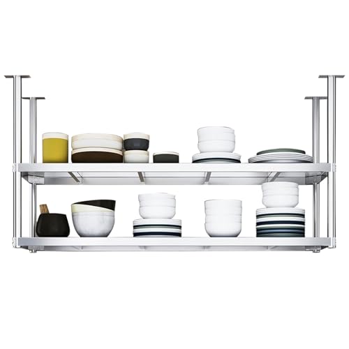 Lanmmraifc Modernes Deckenregal mit 2 Ebenen, schwebende Regale, Küchenaufbewahrung, Weinregal, hängender Präsentationsständer mit Edelstahlrahmen für Wohnzimmer, Küche, Bar, Blumenladen(100x35x80cm) Lanmmraifc Modernes Deckenregal mit 2 Ebenen, schwebende Regale, Küchenaufbewahrung, Weinregal, hängender Präsentationsständer mit Edelstahlrahmen für Wohnzimmer, Küche, Bar, Blumenladen(100x35x80cm) von Lanmmraifc