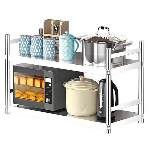 Lanmmraifc Schwebende Regale aus Edelstahl, kommerzielle Wandregale mit Seitenschutz, Mehrzweck-Organizer-Küchenregal, 2-lagig(70X30X55cm) von Lanmmraifc