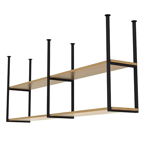 Lanmmraifc Schwebende Regale aus Industrieholz, 2-lagiges Deckenregal, Küchenorganizer, Ausstellungsregal, Hängeregal aus Metall und Eisen, Blumentopfständer für Restaurants, Bars(60x30x80cm) von Lanmmraifc