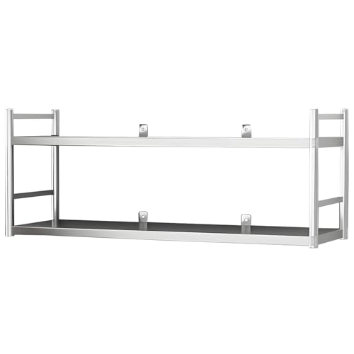 Lanmmraifc Wandregal aus Edelstahl 304, Hochleistungs-Schweberegal, Catering-Lagerregal, Geschirrständer für Restaurant, Küche, Bar, Zuhause und Hotel, 2-lagig(100X30X55cm) von Lanmmraifc