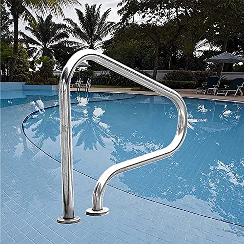 Poo -Handlauf, Edelstahl -Schwimmbäder Schiene, Poolstufen helfen Einstiegshandgeländer mit geflanschem Basisplatte und Schrauben Easy Mount Handgriff von Lanmmraifc