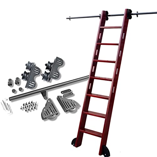 Rolling Ladder Hardware Library Retractable Sliding Ladder Hardware Kit (No Leiter) + Erweiterungsstrecke, Round Tube Mobile Ladder Rail, für Bücherregal/Loft/Home (Size : 500cm Gleisbausatz) von Lanmmraifc