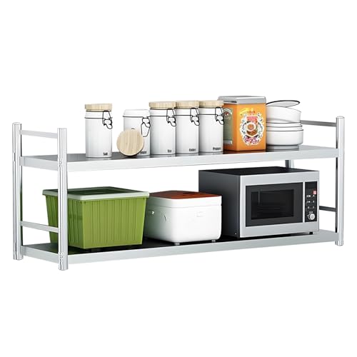 Wandregal aus Edelstahl, 2-stufiges schwebendes Regal, Lagerregale für gewerbliche Küchen und Catering, robuster, wasserdichter Mehrzweck-Organizer für Restaurants, Bars und Zuhause(70X35X55cm) von Lanmmraifc