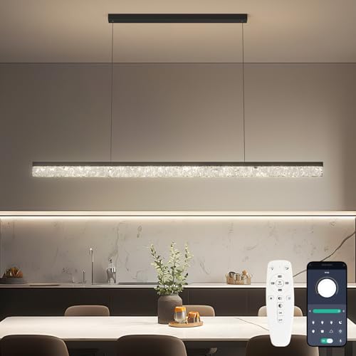 Lanmorn 100cm Pendelleuchte Esstisch Höhenverstellbar, Hängelampe Esstisch Schwarz, Küchenlampe Hängend Led Dimmbar, Esszimmerlampe Hängend 36W, Hängeleuchte von Lanmorn