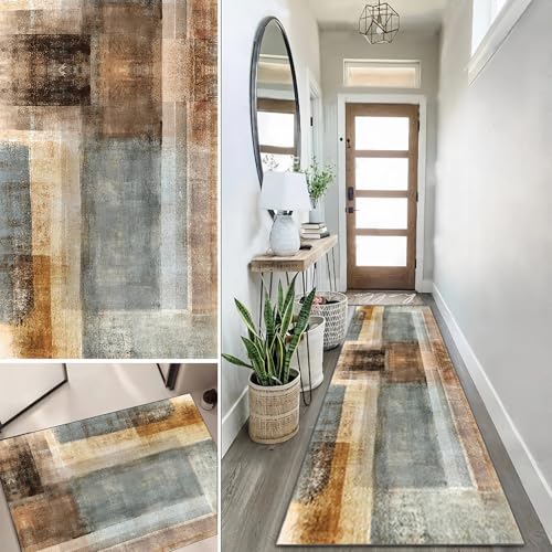 Lanmuvo Teppich Läufer 40x300cm rutschfest Küchen Teppich, Waschbar Teppichläufer Flurteppich Flur Küchenläufer für Korridor, Modern Vintage Teppichläufer für Wohnzimmer, Küche, Anpassbar von Lanmuvo