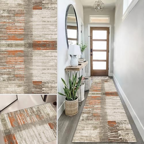 Lanmuvo Teppich Läufer 72x300cm Küchen Teppich, Waschbar Küchenläufer für Korridor, Flurteppich Modern Vintage Teppichläufer für Eingang Flur Küche Schlafzimmer Wohnzimmer von Lanmuvo