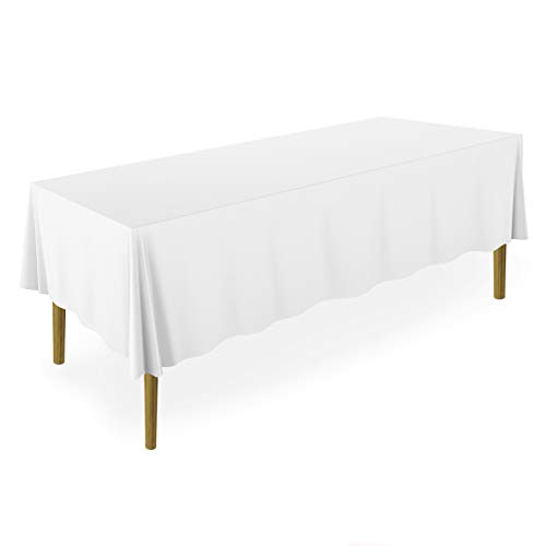 Lann's Linens - 152,4 x 259,1 cm Premium-Tischdecke für Hochzeit/Bankett/Restaurant – Rechteckige Polyester-Tischdecke – Weiß von Lann's Linens