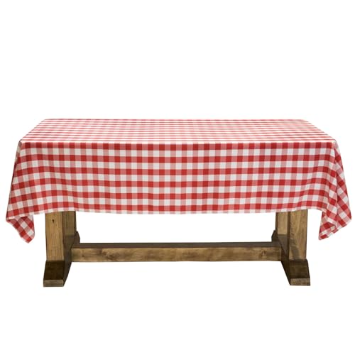 Lann's Linens - 152,4 x 259,1 cm hochwertige Karierte Tischdecke – rechteckiger Polyester-Stoff – rot & weiß Kariertes Tuch von Lann's Linens