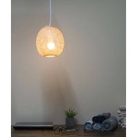 Natürliche Bambusleuchte - Handgefertigte Bambus Pendellampe/Hängelampe Aus Holz Gewebt E27 Boho Rustikal Lampe, Plug Eu Us Decke von LannaPassa