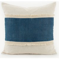 Raw Hill Tribe Hanf Stoff Dekokissen Kissen 50x50 cm - Natürliche Farbe Textil Oatmeal Raue Textur Indigo Blau Gestreift Quaste Franse #id2 Raw Hill Tribe Hanf Stoff Dekokissen Kissen 50x50 cm - Natürliche Farbe Textil Oatmeal Raue Textur Indigo Blau Gestreift Quaste Franse #id2 von LannaPassa