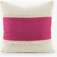 Raw Hill Tribe Hanf Stoff Dekokissen Kissen 50x50cm - Natürliche Farbe Textil Oatmeal Raue Textur Gestreift Rosa Quaste Franse #id2 Raw Hill Tribe Hanf Stoff Dekokissen Kissen 50x50cm - Natürliche Farbe Textil Oatmeal Raue Textur Gestreift Rosa Quaste Franse #id2 von LannaPassa
