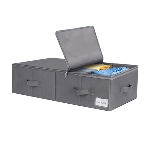 Lannvan Unterbettkommode,Unterbett Aufbewahrungsbox mit Deckel 70L,faltbare design mit 4 Verstärkte Griffen,Aufbewahrungsbox für kleidung, Bettdecken, Decken, Kissen von Lannvan
