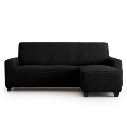 Bezug für Chaiselongue Mini Bali bis 210 cm, multielastisch, maximale Anpassungsfähigkeit und weiche Haptik, maschinenwaschbar, für Sofas BOLLSTANÄS, kurz rechts, Schwarz C11 von Lanovenanube