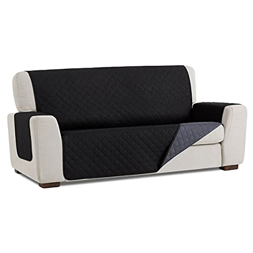 Lanovenanube - Gepolsterter Sofabezug Mallorca - praktisch - 2-Sitzer Plus - Farbe Schwarz/Grau von Lanovenanube