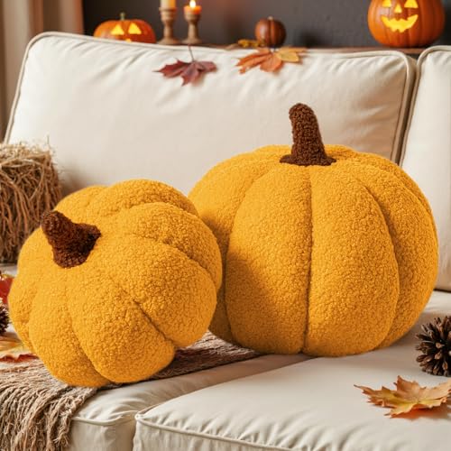 Lanpn 2 Stück Herbst kürbis Kissen, Halloween Deko Plüsch Kürbis dekokissen Plüschiges 3D Kürbisoptik Kürbiskissen für Herbst Thanksgiving Schlafzimmer Sofa Couch (Kurkuma, 32x22 cm & 23x18 cm) Lanpn 2 Stück Herbst kürbis Kissen, Halloween Deko Plüsch Kürbis dekokissen Plüschiges 3D Kürbisoptik Kürbiskissen für Herbst Thanksgiving Schlafzimmer Sofa Couch (Kurkuma, 32x22 cm & 23x18 cm) von Lanpn