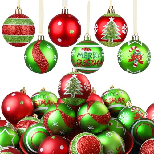 Lanpn 30 STK Mini Weihnachtskugeln für Draußen, Klein 6cm Weihnachtsbaum Kugeln Aussen, Rot Grün Elf Christbaumkugeln Outdoor, Riesen Funkelnd Tannenbaum Kugel Christbaumschmuck Weihnachtsdeko Lanpn 30 STK Mini Weihnachtskugeln für Draußen, Klein 6cm Weihnachtsbaum Kugeln Aussen, Rot Grün Elf Christbaumkugeln Outdoor, Riesen Funkelnd Tannenbaum Kugel Christbaumschmuck Weihnachtsdeko von Lanpn