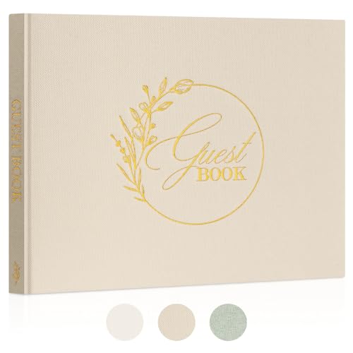 Lanpn Gästebuch Hochzeit mit 108 Seiten Blanko, Leinen Hochzeit Hochzeitsgästebuch Gästebuch Geburtstag, Hochzeitsbuch Gästebuch Fotoalbum, Gästebücher für Babyparty Jubiläen Geburtstage Taufe (Beige) von Lanpn