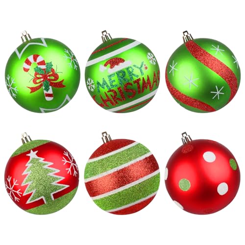 Lanpn 6 STK Große Weihnachtskugeln für Draußen, Grosse 10cm Weihnachtsbaum Kugeln Aussen, Rot Grün Elf Christbaumkugeln Outdoor, Riesen Funkelnd Tannenbaum Kugel Christbaumschmuck Weihnachtsdeko Lanpn 6 STK Große Weihnachtskugeln für Draußen, Grosse 10cm Weihnachtsbaum Kugeln Aussen, Rot Grün Elf Christbaumkugeln Outdoor, Riesen Funkelnd Tannenbaum Kugel Christbaumschmuck Weihnachtsdeko von Lanpn