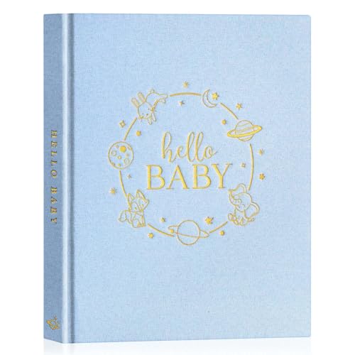 Lanpn Baby Erstes 5 Jahr Babytagebuch für Mädchen Junge - Leinen Hardcover Baby Tagebuch zum Eintragen Babybuch 154 Seiten für neue Eltern - Baby Erinnerungsbuch Album Geschenk, Englisch, Blau von Lanpn