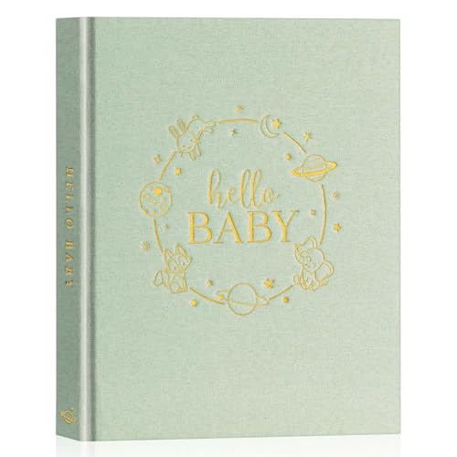 Lanpn Baby Erstes 5 Jahr Babytagebuch für Mädchen Junge - Leinen Hardcover Baby Tagebuch zum Eintragen Babybuch 154 Seiten für neue Eltern - Baby Erinnerungsbuch Album Geschenk, Englisch, Grün von Lanpn