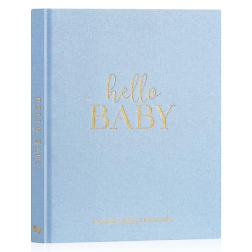 Lanpn Hello Baby Erstes 5 Jahr Babytagebuch für Mädchen Junge - Leinen Hardcover Baby Tagebuch zum Eintragen Babybuch für neue Eltern - Baby Album Baby Erinnerungsbuch Geschenk (Blau, 154 Seiten) von Lanpn