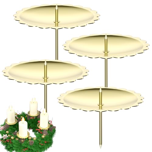 LanpoVista 4er Set Vintage Kerzenhalter für Adventskranz: 8cm Metall Kerzenständer mit Edelstahl-Dorn | DIY Weihnachtsdeko & Adventskranz | Minimalistisch | Gold LanpoVista 4er Set Vintage Kerzenhalter für Adventskranz: 8cm Metall Kerzenständer mit Edelstahl-Dorn | DIY Weihnachtsdeko & Adventskranz | Minimalistisch | Gold von LanpoVista