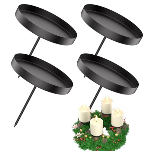 LanpoVista 4er Set Kerzenhalter für Adventskranz: 6cm Metall Kerzenständer Set mit Stecker | für Advent & Weihnachten Skranz Deko | Minimalistisch | Schwarz LanpoVista 4er Set Kerzenhalter für Adventskranz: 6cm Metall Kerzenständer Set mit Stecker | für Advent & Weihnachten Skranz Deko | Minimalistisch | Schwarz von LanpoVista